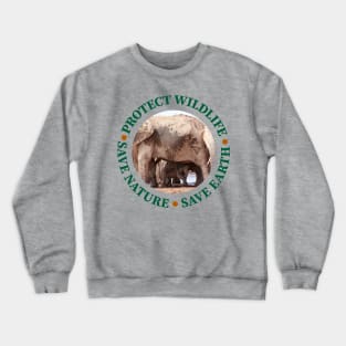 Wildlife Conservation Earth Day Elephant Calf Hiding Crewneck Sweatshirt